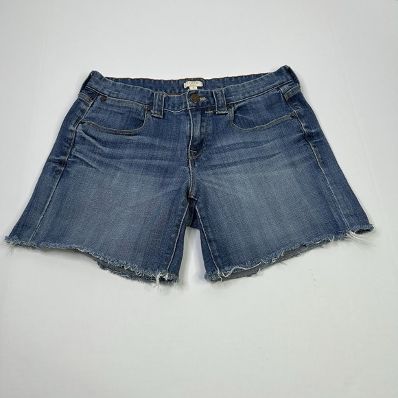 J. Crew Denim Shorts Women's 2 Medium Wash Blue Cut Off Raw Fringe Hem Stretch - Picture 3 of 9